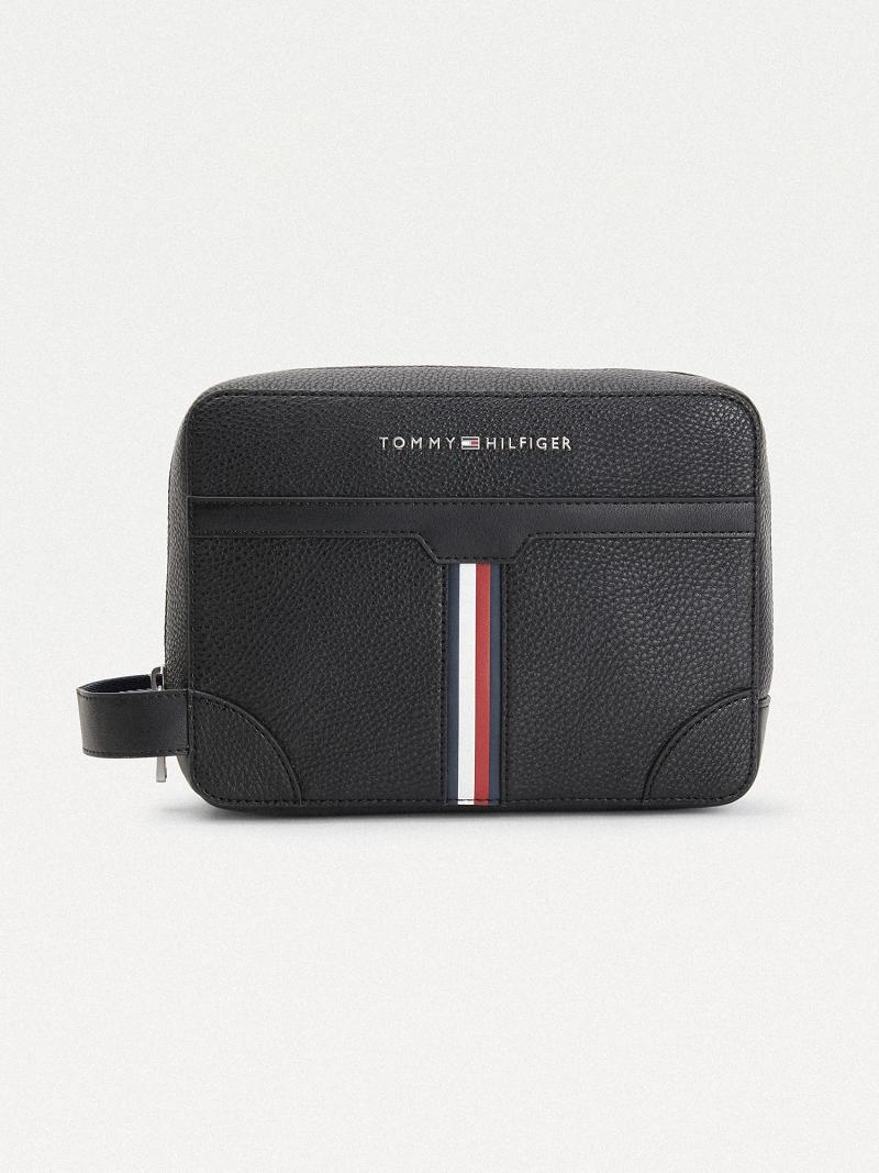 Férfi Tommy Hilfiger Stripe Wash Wash Táska Fekete | HU 1599DFM